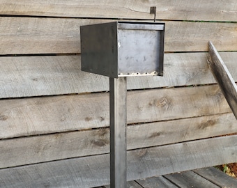 Minimalist Personalized Steel Mailbox - Metal Address Mail Box - Letter Box Post - Modern - Sleek - Industrial