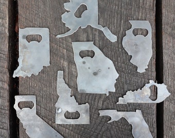Raw Steel State Magnetic Bottle Opener Keychain - Unique Wedding Favor