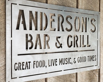 Personalized Metal Family Bar and Grill Sign - Personalized Decor - Wall Art - Personalized Gifts - Custom Metal Art - Best Gifts