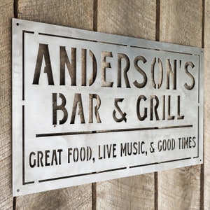 Personalized Metal Family Bar and Grill Sign - Personalized Decor - Wall Art - Personalized Gifts - Custom Metal Art - Best Gifts