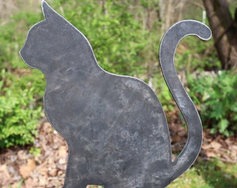 Estaca metálica para jardín con forma de gato - Arte para jardín de mascotas