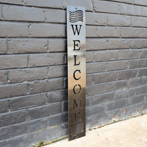 Personalized American Flag Metal Porch Sign - Patriotic Front Door Art - Front Door Leaner - Personalized Gifts - Wall Art - Home Decor