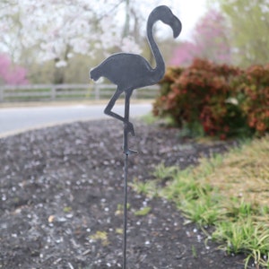 Ships in 2 Days | Metal Flamingo Garden Stake - Steel Gardening Decor - Animal Yard Art Marker - Spring Decor - Free Shipping