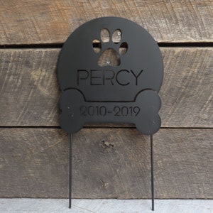 Personalized Dog Memorial Garden Stake - Metal Gardening Decor - Dedication Memorial Yard Art Marker