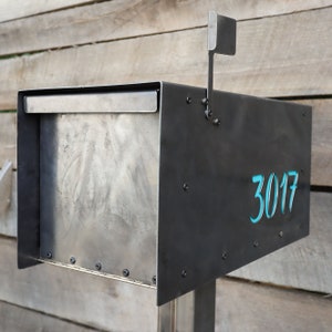 Custom Steel Mailbox - Metal Address Mail Box with Personalized Numbers - Letter Box Post - Modern Minimalist Mail Box