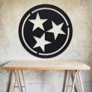 Metal Tristar Made in Tennessee - Custom Size Tristar - Steel Tri Star Gift - Tennessee Home Decor - Housewarming Gift