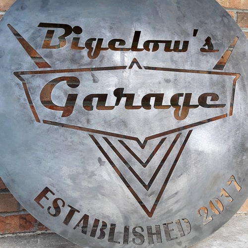 Signo de acero de la cueva del hombre Signo de metal | Etsy