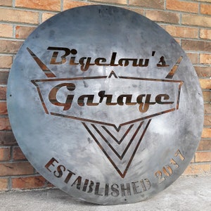 Vintage 1950's Garage Sign - Personalized Metal Wall Art - Dad Man Cave - Classic Car Decor - Car Shop Decor - Personalized Gifts - Wall Art