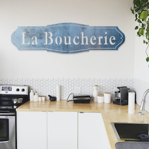 Ships in 2 Days | La Boucherie Metal Sign - French Country Industrial - Modern Farmhouse Kitchen Wall Art - Modern Farmhouse - Kitchen Decor