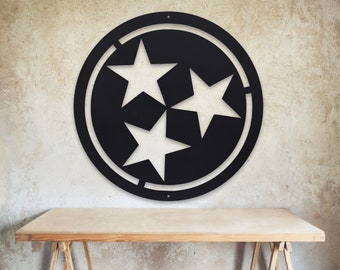 Metal Tristar Made in Tennessee - Custom Size Tristar - Steel Tri Star Gift - Tennessee Home Decor - Housewarming Gift