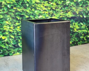 Pedestal Metal Planter - 12" x 12" x 18" - Planter Box - Planter Pot - Raw Steel Will Develop Natural Rusty Patina - Minimalist
