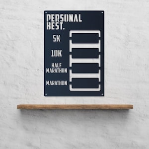 Running Milestone Sign - Personal Best Record Tracker - 3K, 5K, Half Marathon, Marathon - Custom Running Time - Personalized Running Record