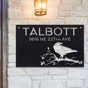 Personalized Hanging Address Sign - Metal Bird Address Sign - Modern Address Sign - Personalized Family Name Sign - Hanging Address Sign