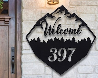 Rustic Welcome Sign - Metal Address House Number - House Number Plaque - House Numbers - Address Signs - Personalized Gifts