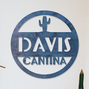 Custom Metal Cantina Cactus Sign - Southwestern Decor - Desert Decor - Seguaro Wall Art - Personalized Gifts - Wall Art - Personalized Decor