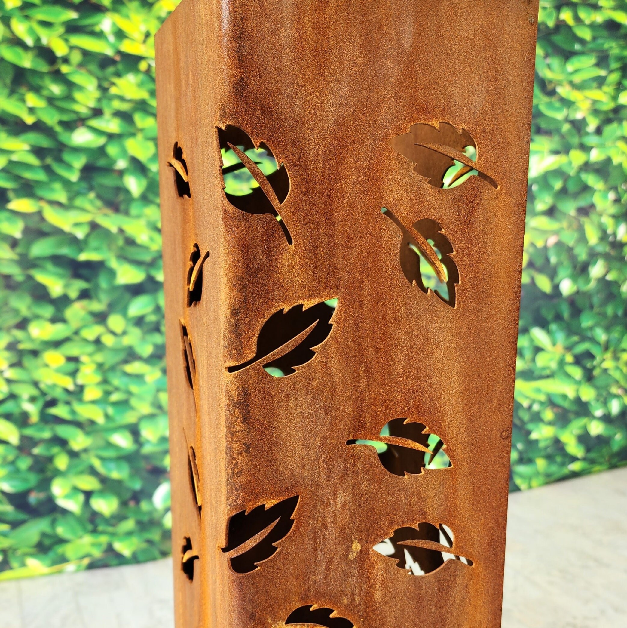 Rusted Leaf Garden Column – Steel Landscape Decor, Utility Cover - Etsy