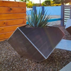 Modern Geo Steel Planter 25&quot; x 23&quot; x 15&quot; - Geometric Plant Pot - Patio Garden Decor - Modern Minimalist Planter - Unique Planter Pot