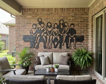 Custom Family Silhouette Metal Wall Art Cut From Your Photo Large Steel Outdoor Patio Decor Gift