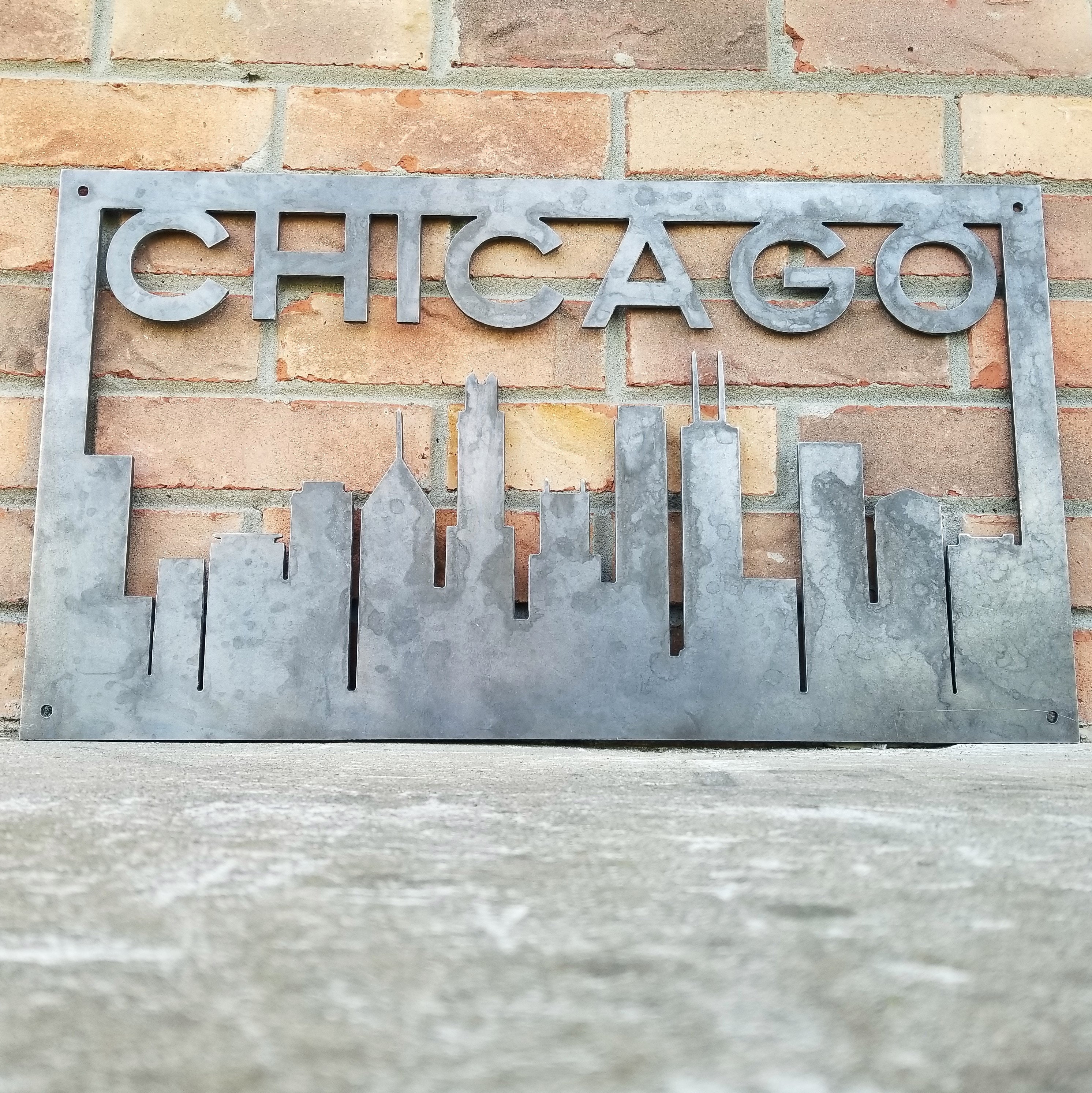 Personalized Metal Chicago Skyline Sign - Illinois Wall Art ...