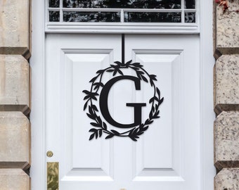 Custom Metal Monogram Summer Wreath - Summer Wreaths for Front Door - Front Porch Decor - Personalized Monogram Sign - Front Door Decor