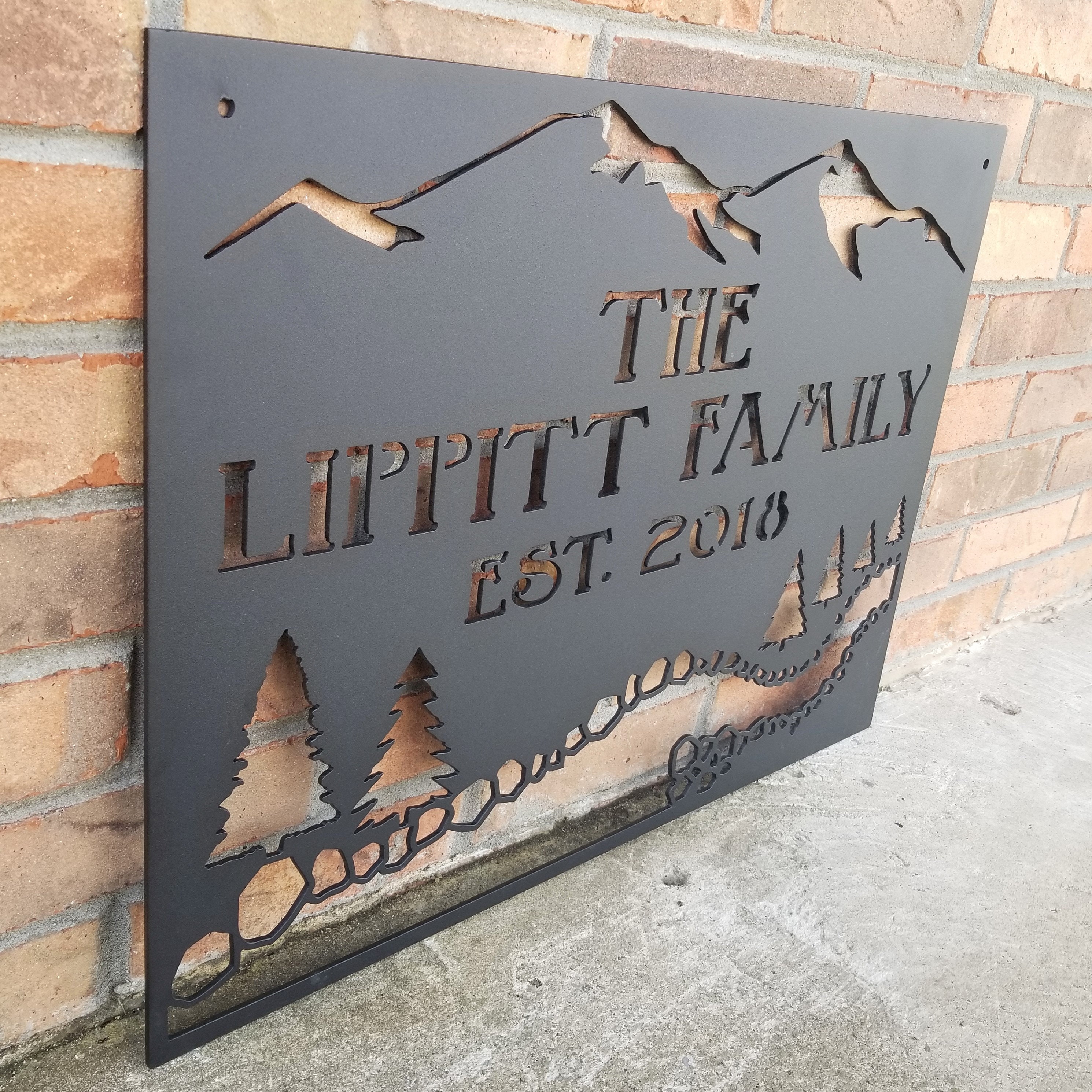 Personalized Mountain Sign Metal Wall Art Decor 