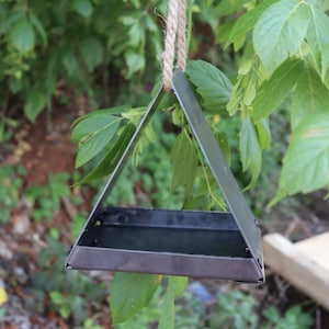 Rustic Metal Birdhouse - Triangle Hanging Bird Feeder - Unique Garden Gift - Best Mother's Day Gift 2021 - Rustic Minimalist Bird Feeder