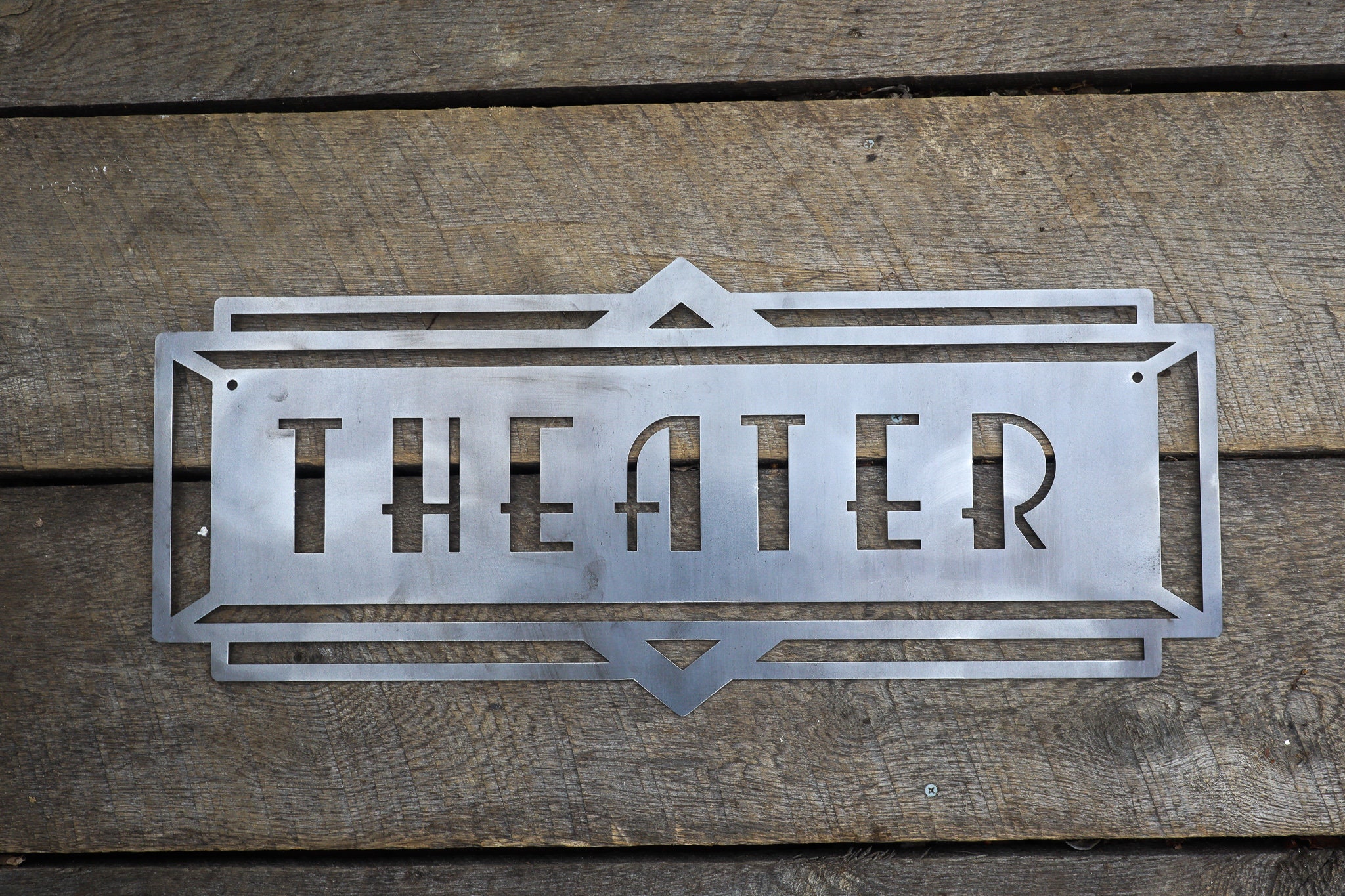 Metal Art Deco Theater Marquee Sign Vintage Cinema Decor Etsy