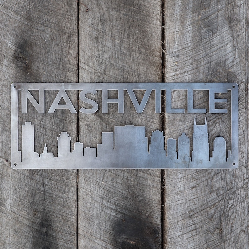 Personalized Metal Nashville Skyline Sign Nashville Wall Art Etsy