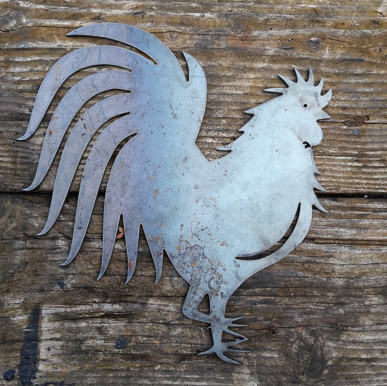 Rustic Metal Rooster Kitchen Decor Chicken Coop Wall Art Etsy
