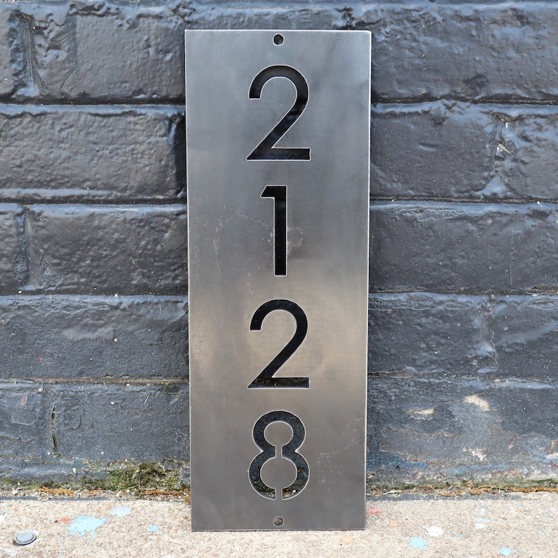 Metal House Address Sign Vertical Home Address Custom House Numbers Modern Address Sign House Number Sign Galvanized Metal Numbers image 2