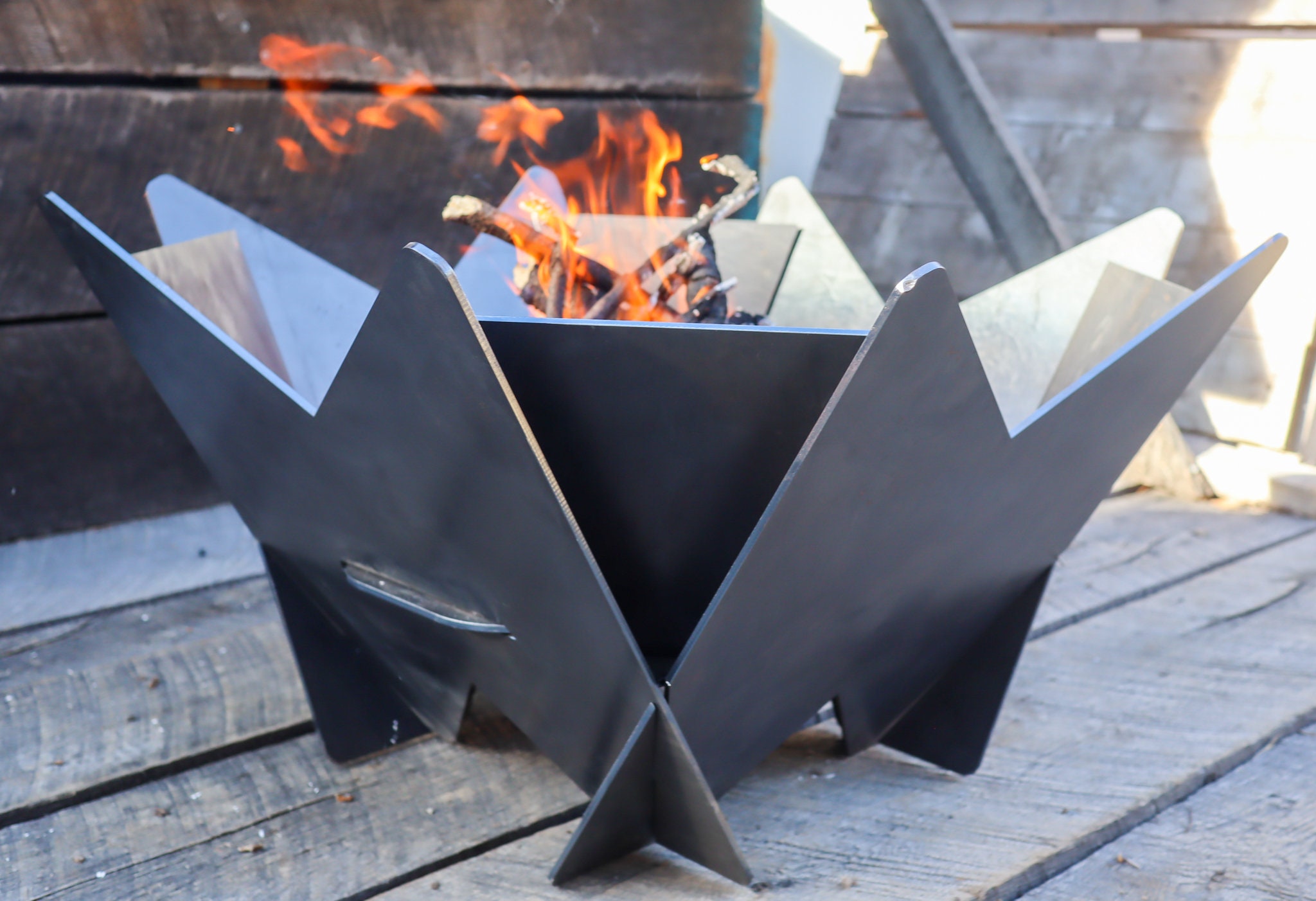 Abstract Fire Pit Geometric Fire Ring Steel Fire Place Etsy