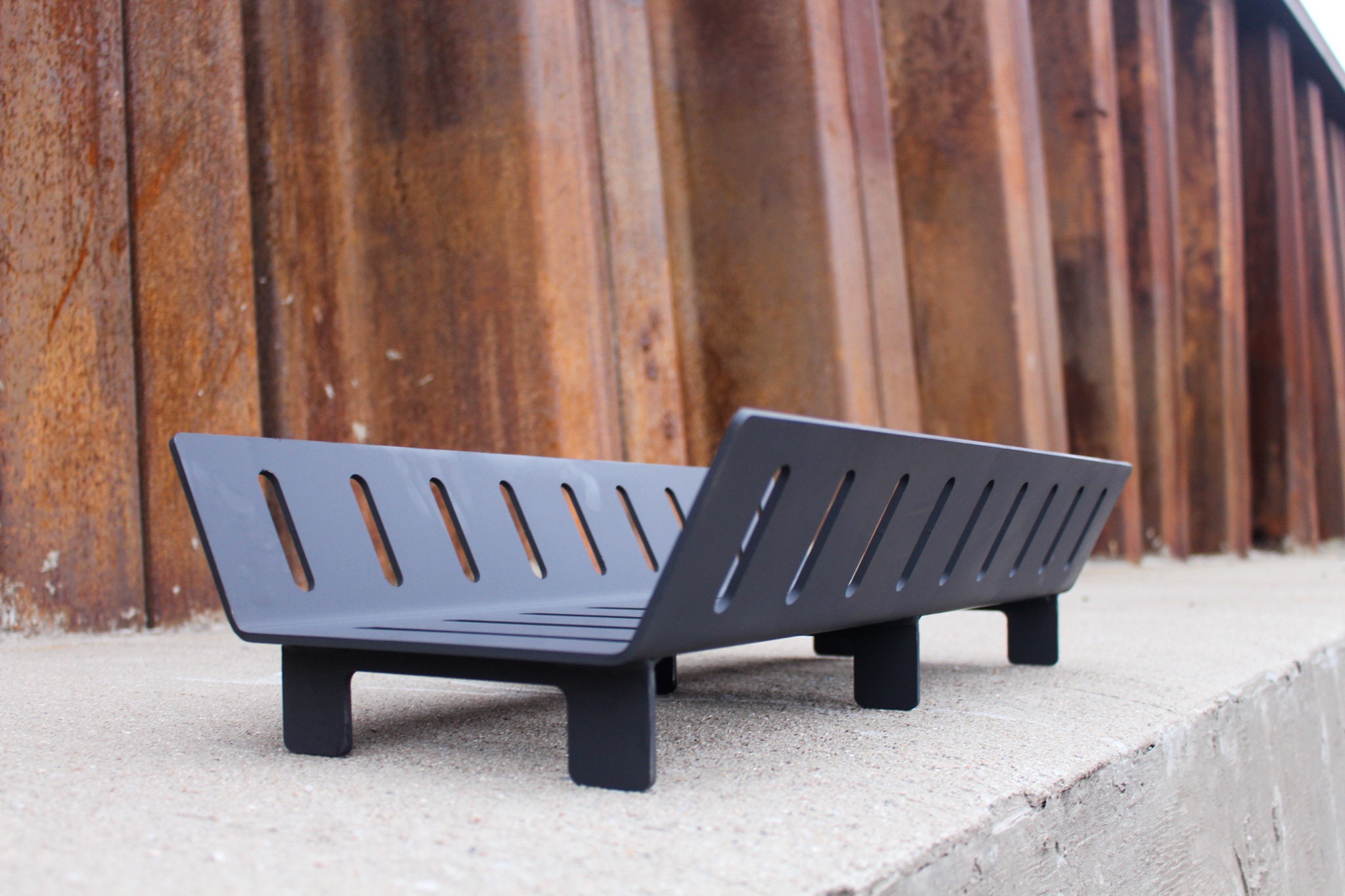 Steel Fire Pit Grate Wood Burning Elevated Fire Grate Modern Outdoor Firepit Handmade in the USA 24 X 12 Free Shipping Etsy