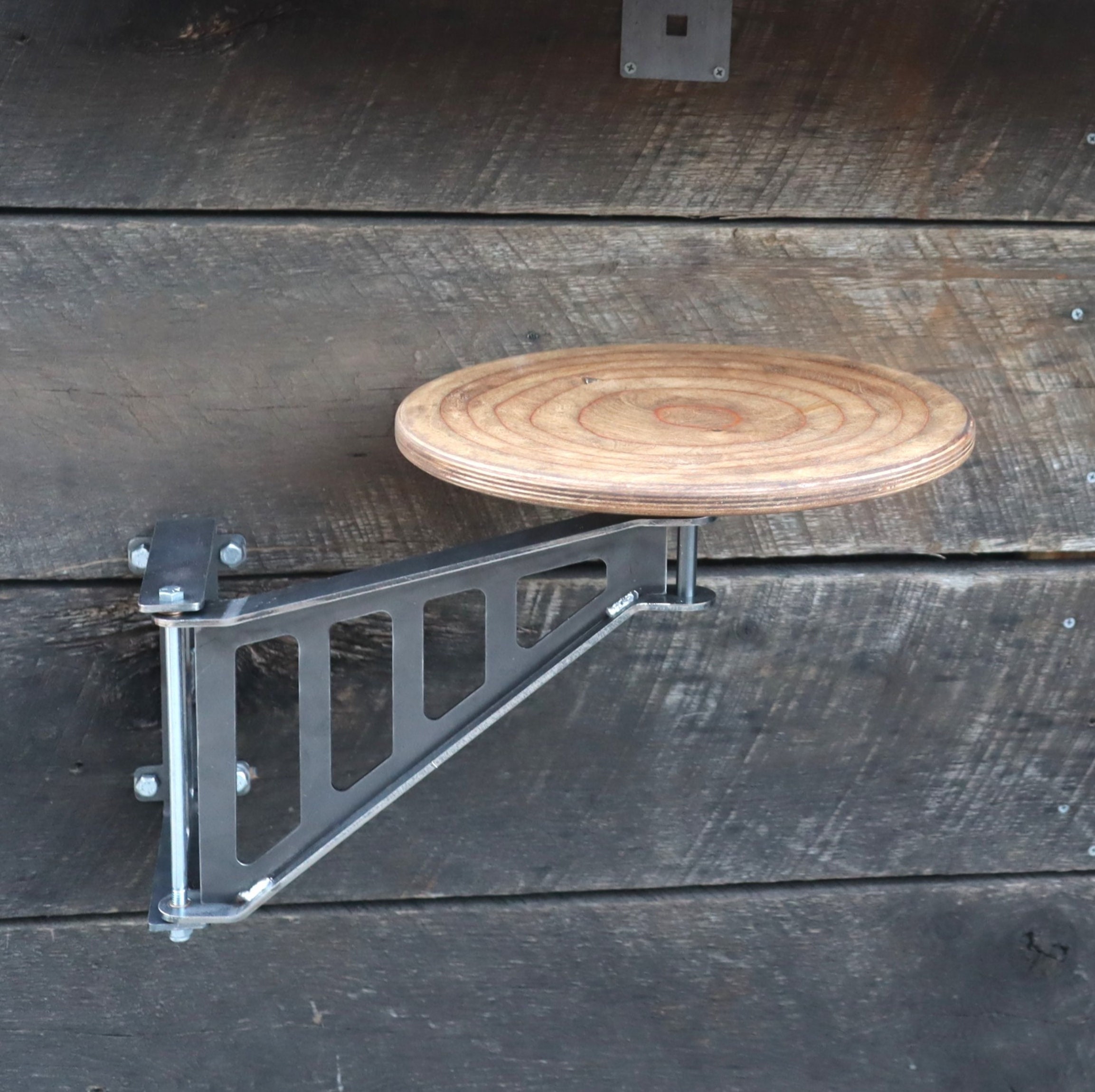 Metal Swing Away Bar Stool With Wooden Seat - Round Seat or Metal Swing Away Bar Stool With Wooden Seat - Round Seat or