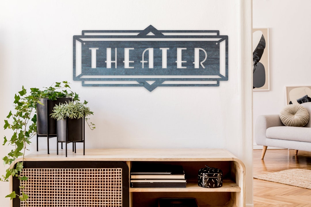 Metal Art Deco Theater Sign – Vintage Movie Room Decor - Etsy