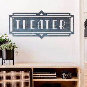 Metal Art Deco Theater Sign - Vintage Cinema Decor - Retro Home Theater Art - Movie Room Decor - Vintage Film Art - Vintage Cinema Wall Art