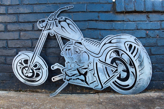 Metal Motorcycle Wall Art – Chopper Garage Sign, Man Cave Decor - Etsy