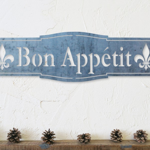 Bon Appetit Metal Sign - French Country Industrial - Rustic Farmhouse Kitchen Wall Art - Vintage Kitchen Art - Vintage - Kitchen Decor