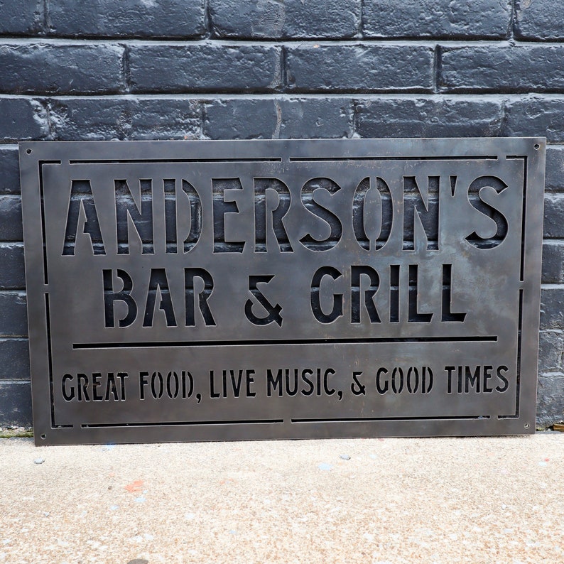 Personalized Metal Family Bar and Grill Sign Personalized Decor Wall Art Personalized Gifts Custom Metal Art Best Gifts image 3