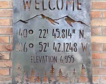 Mountain Coordinates & Elevation Sign - Custom Coordinates Sign - Mountain Home Wall Art - Personalized Gifts - Coordinates Gift - Home Gift