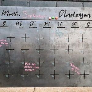 Raw Steel Magnetic Monthly Calendar - Personalized Family Command Center - Dry Erase Planner Board - Home Office Organization