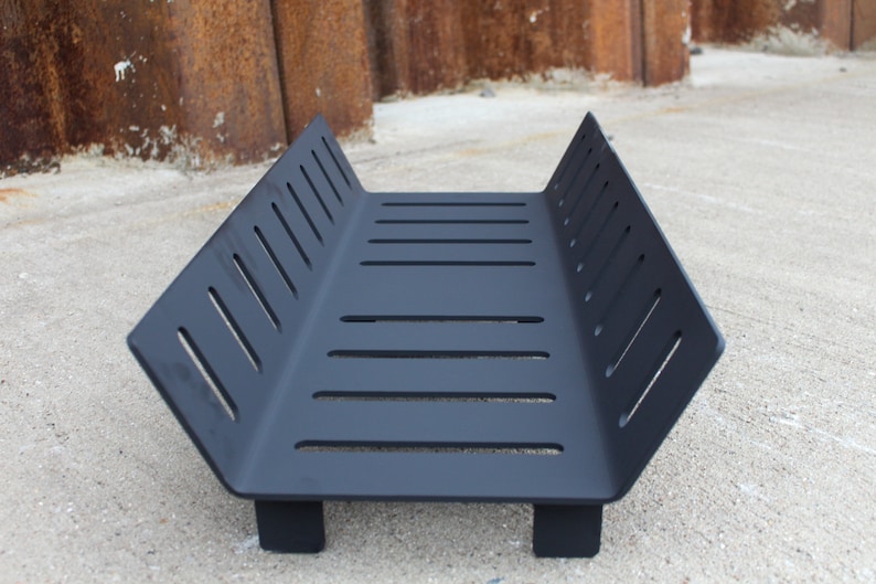 Steel Fire Pit Grate Wood Burning Elevated Fire Grate Modern Outdoor Firepit Handmade in The USA 24 x 12 Free Shipping image 6