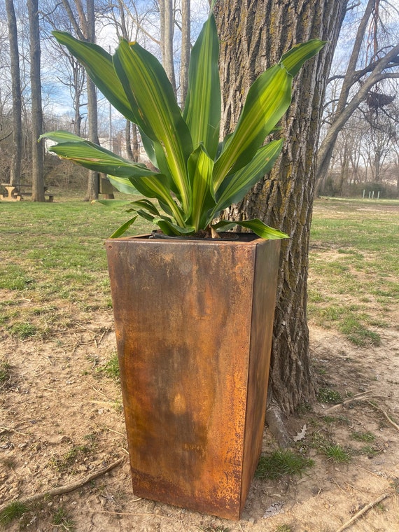 Gerosteter Stahl-Blumentopf - Modernes Outdoor-Dekor