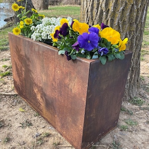 Metal Trough Planter 30" x 12" x 18" - Large Rectangular Planter - Perennial Planter Pot - Minimalist