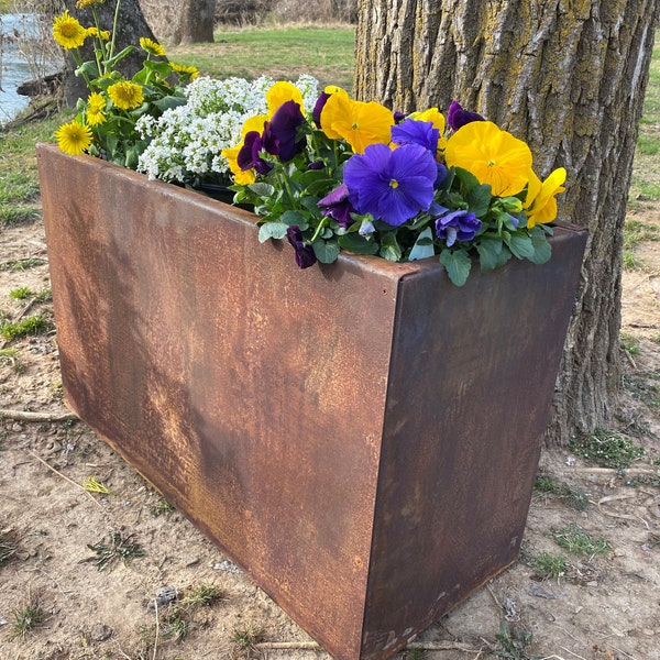 Metal Trough Planter 30" x 12" x 18" - Large Rectangular Planter - Perennial Planter Pot - Minimalist