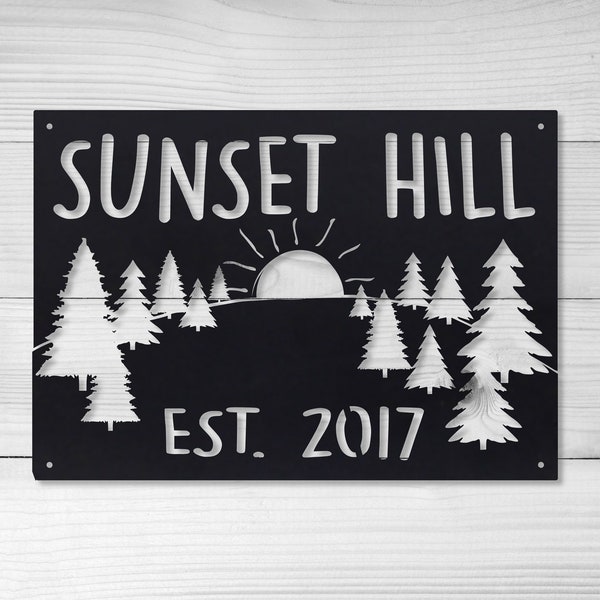 Mountain Sunset Metal Sign - Personalized Cabin Wall Art - Lake House - Farm - Sunrise Decor - Personalized Gifts - Mountain Home Wall Art