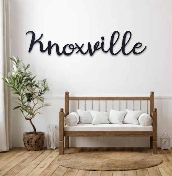 Metal Knoxville Sign Cursive Word Wall Decor Tennessee Art Etsy