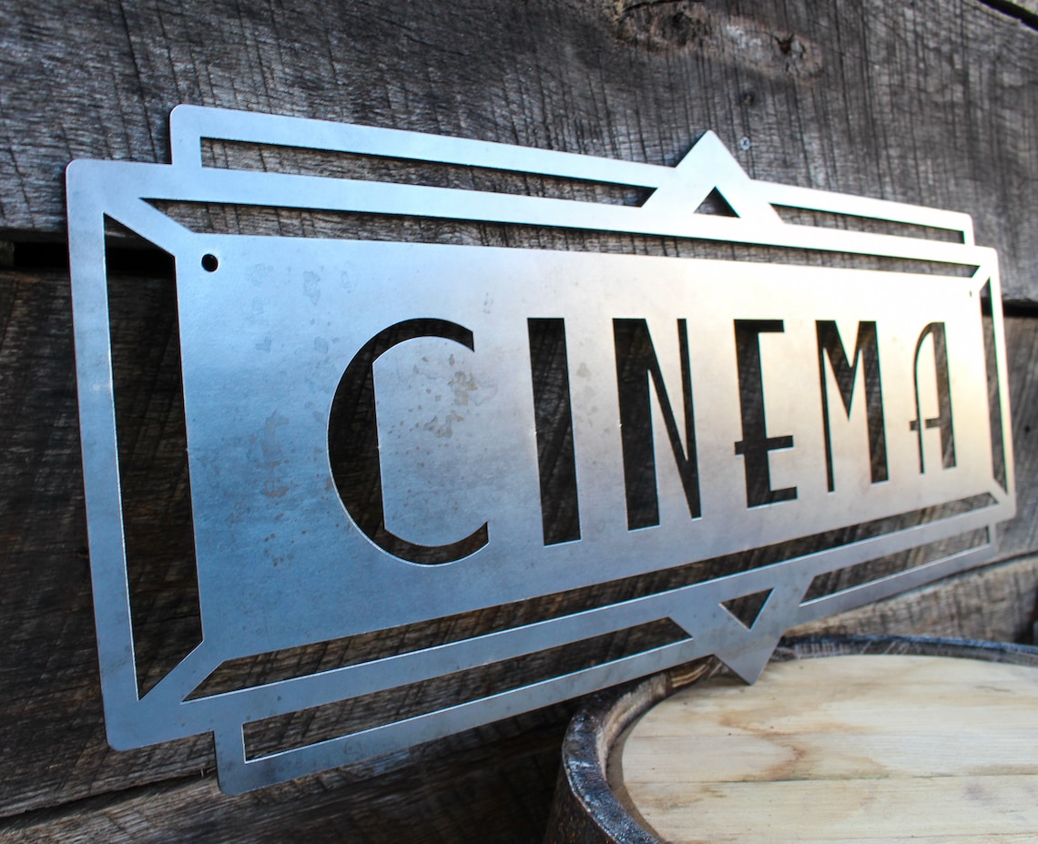 Metal Art Deco Movie Marquee Sign Vintage Cinema Decor Etsy