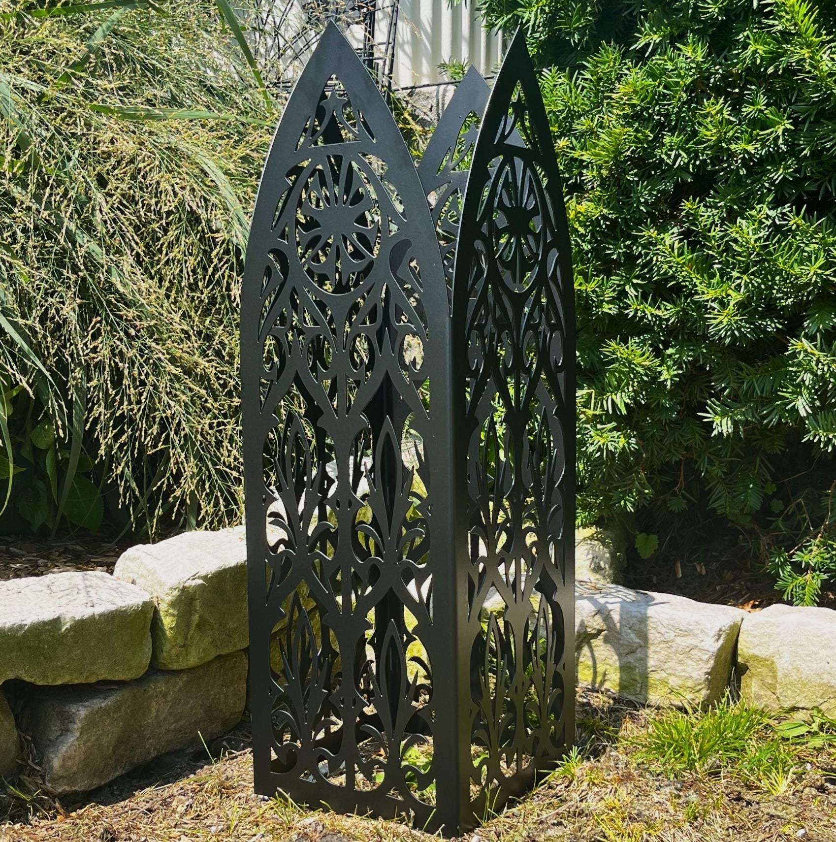 Gothic Decor Garden Column - Straight Cathedral Top - Gothic Furniture- Goth Decor - Dark Academia Decor - Whimsigoth Decor