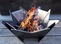 Abstract Steel Fire Pit – Modern Outdoor Decor, Wood Burning