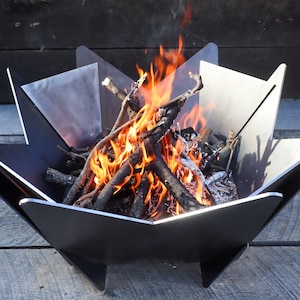 Fogata abstracta para exteriores - Fogatas - Fogata de acero - Fogata de leña - Decoración de exterior para papá - Fogata moderna - Anillo de fuego